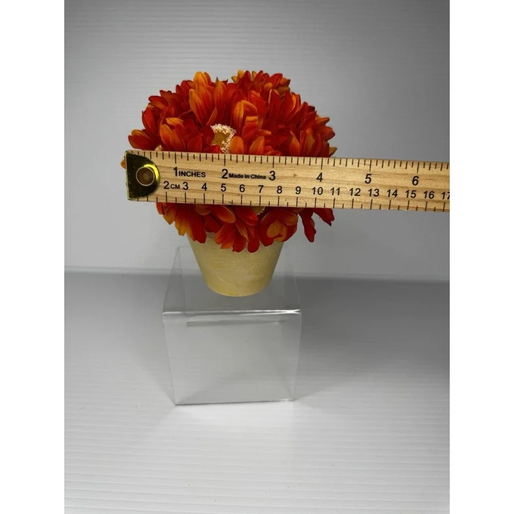 Artificial Orange Daisy Floral Arrangement In Decorative Pot Fall Autumn Decor